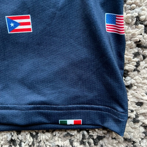 Adidas Polo Shirt Navy Blue North America Flags Print Mazda Logo Men’s Large - Picture 8 of 13